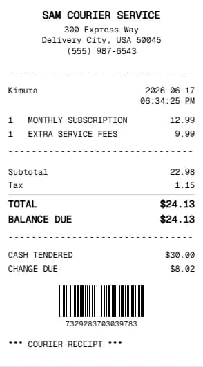 Courier Receipt Generator