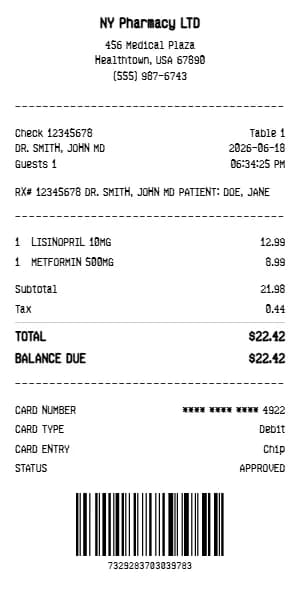 Pharmacy Receipt Generator