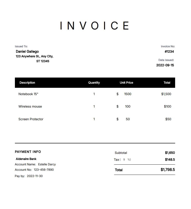 Business Invoice Templates