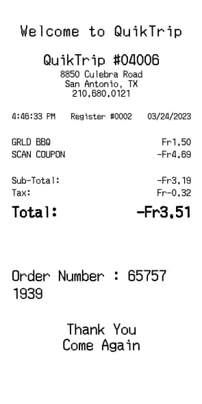 QuikTrip Receipt