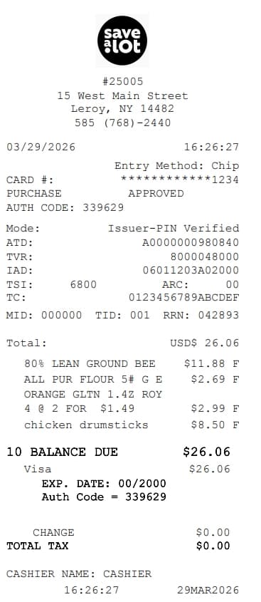 Save A Lot Receipt Generator
