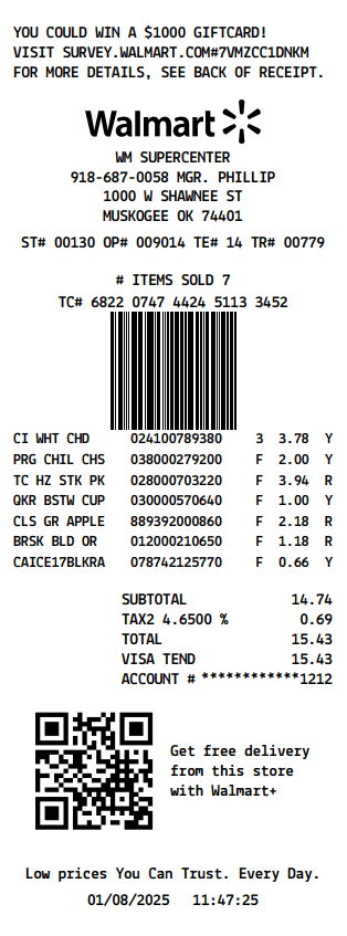 Walmart Receipt