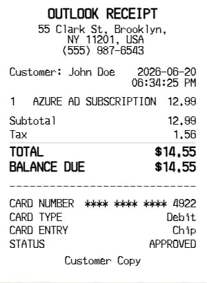 Outlook Receipt Generator