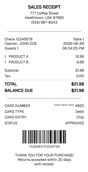 Sales Receipt Generator