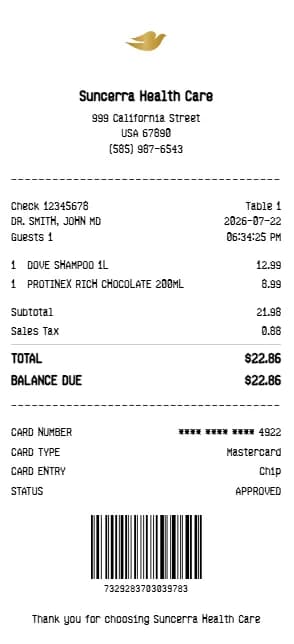 Dove body wash Receipt Generator