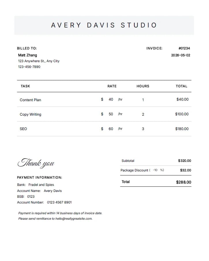 Service Invoice Templates