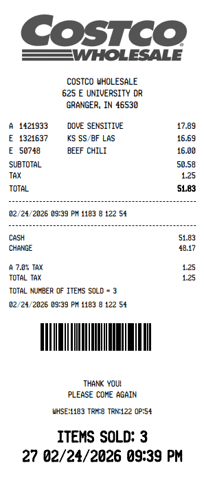 Costco Receipt