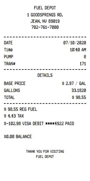 Gas-Fuel Receipt Generator