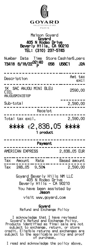 Goyard Receipt Generator