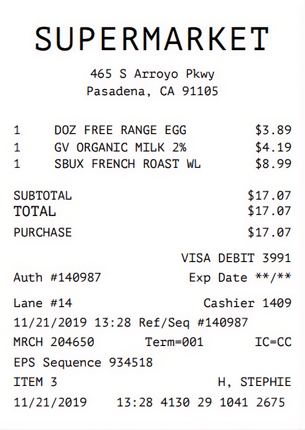 Grocery Receipt