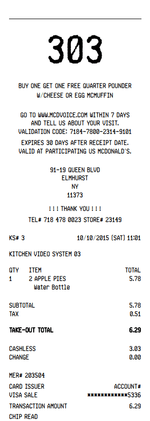 Mcdonalds Receipt