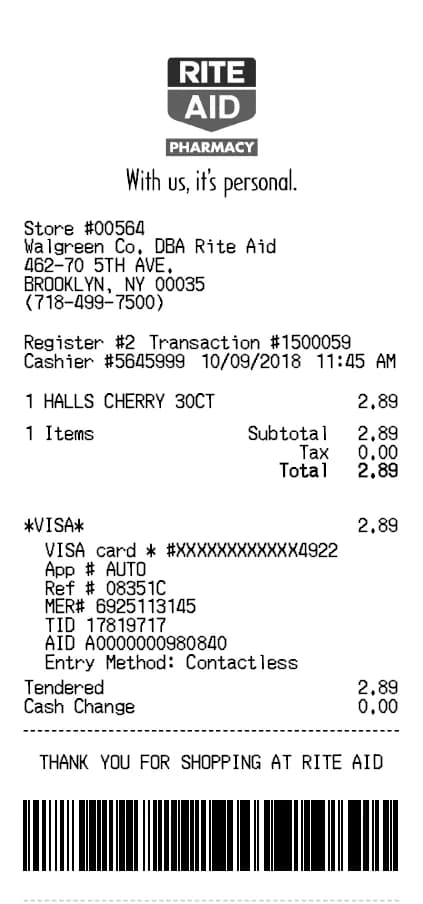 Rite Aid Receipt Generator