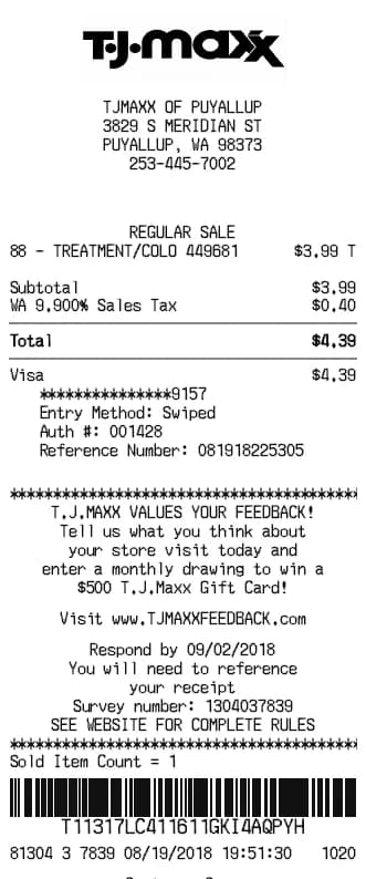TJ Maxx Receipt Generator