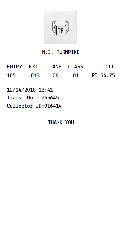 Toll Receipt