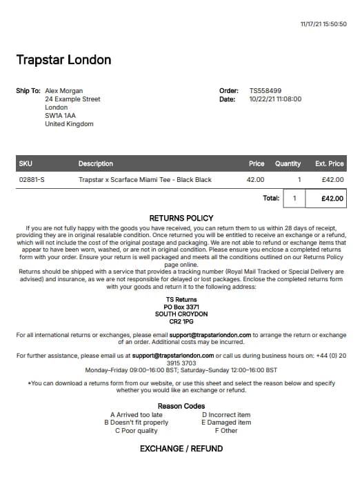 Trapstar Receipt Generator