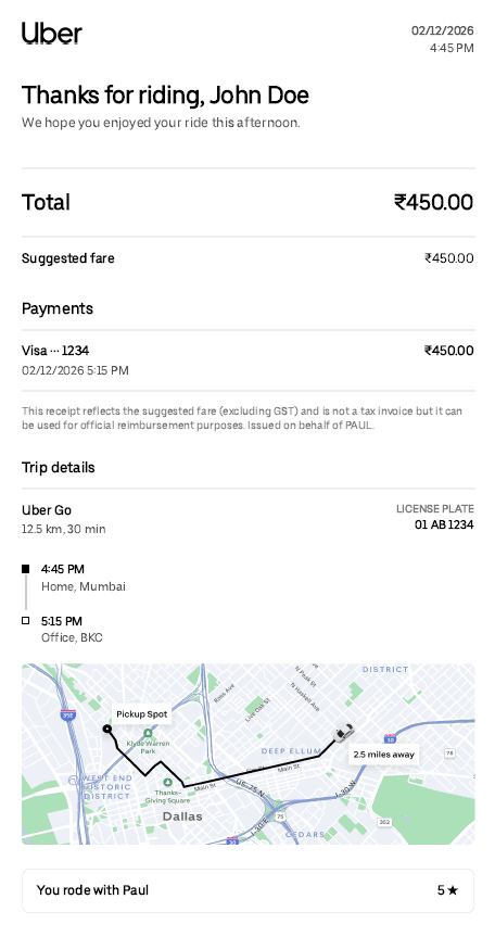 Uber Receipt