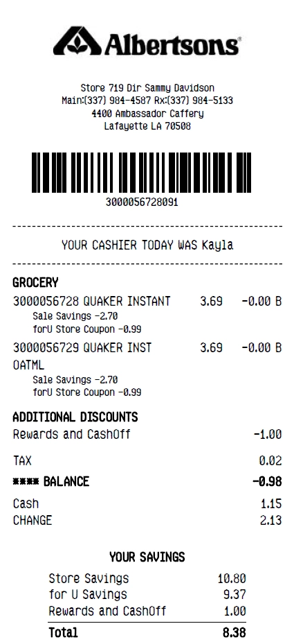 Albertsons Receipt Generator