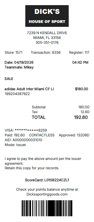 Dick's Sporting Goods Receipt Generator
