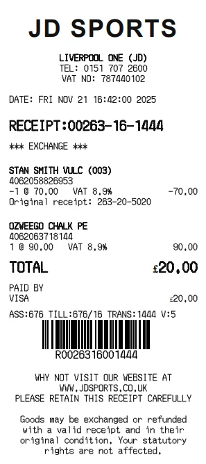JD Sports Receipt Generator