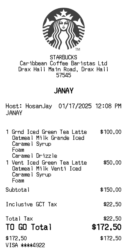 Starbucks Receipt Generator