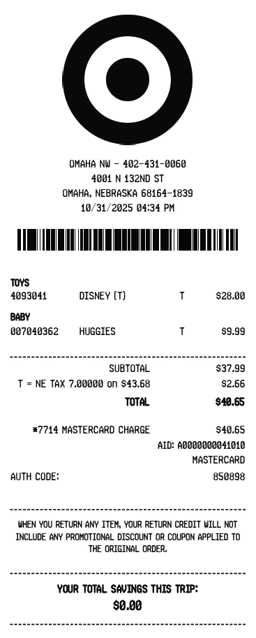 Target Receipt Generator
